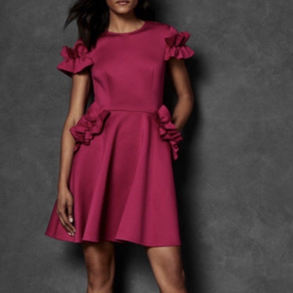 Ted Baker London ruffle detail dress with pockets